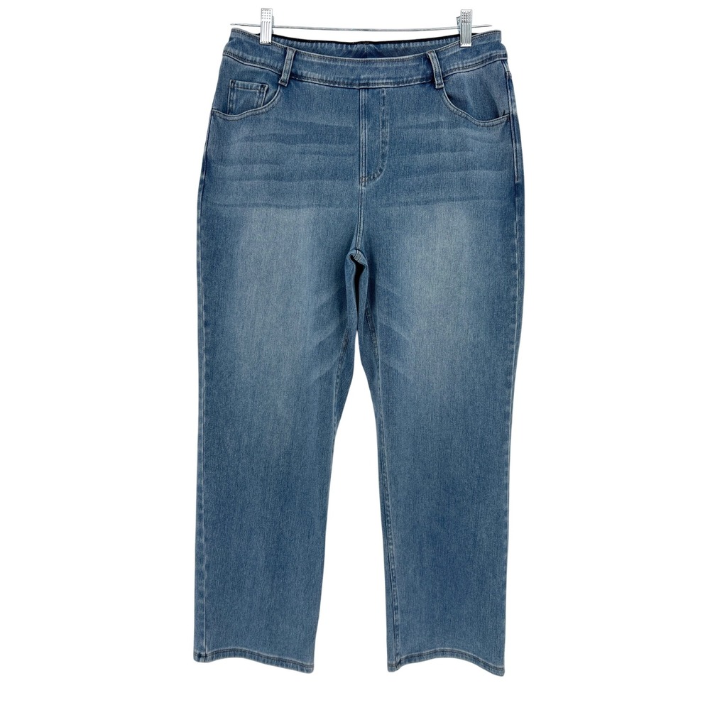 Iuga Pull On Jeans Womens Petite XL Blue Stretch Straight Leg Casual‎ Denim